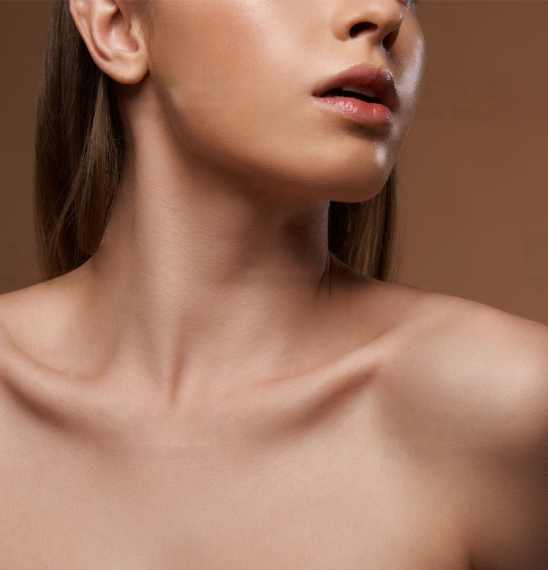 stock image of model showing her neck